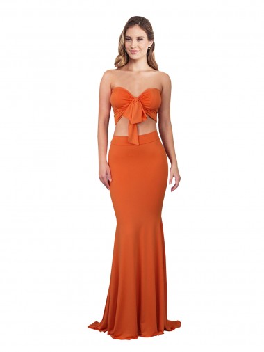 Migliori Arancia Stile sirena Senza spalline Spandex Lunga Formali Abiti da damigella donore / Abiti da sera / Abiti da ballo
