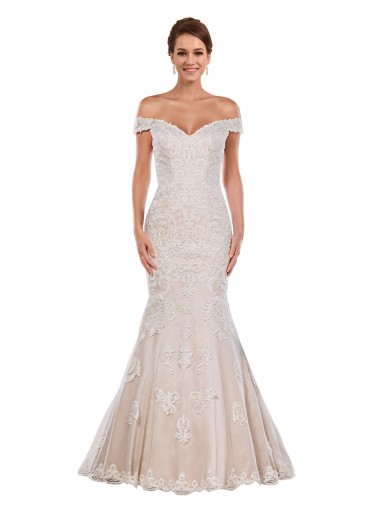 Migliori Avorio & Champagne Stile sirena Pizzo Classico Abiti da sposa