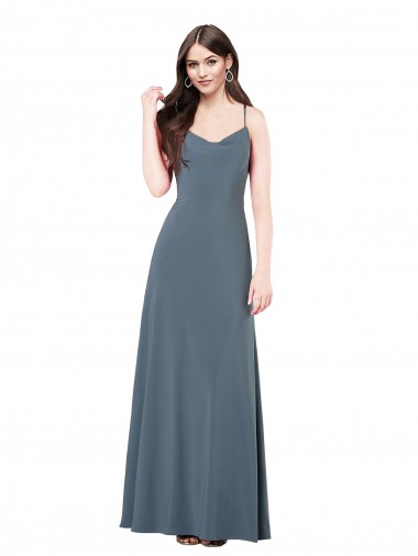 Migliori Grigio ardesia Linea A Scollatura a V Spandex Lunga Abiti da damigella donore / Abiti da ballo