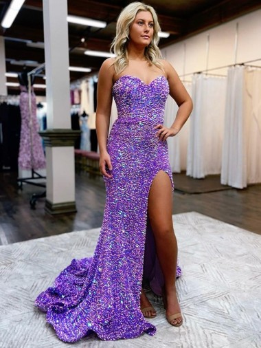 Migliori Lavanda Linea A Innamorato Paillettes Velluto Lunga Abiti da ballo